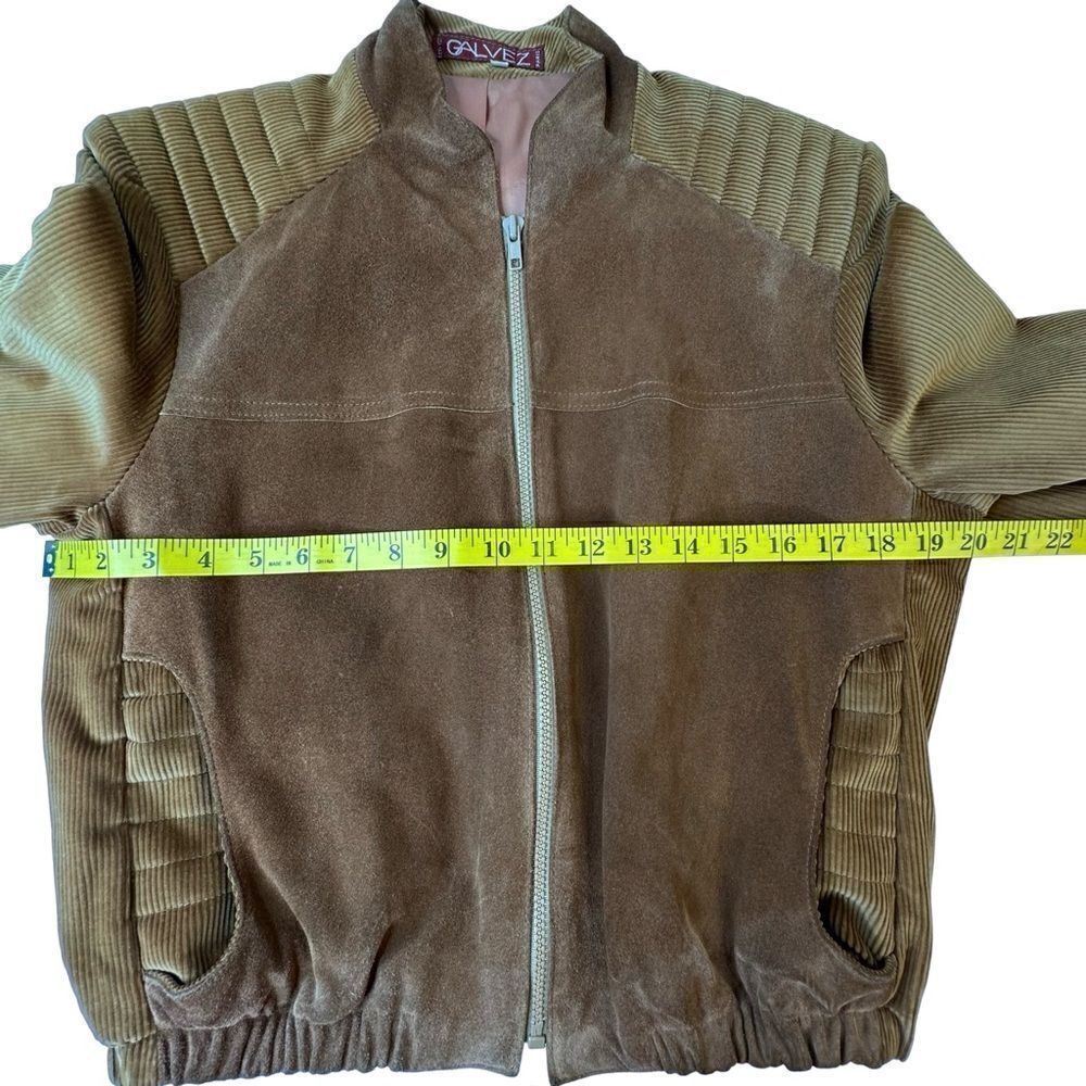 GALVEZ Vintage Copper Brown Suede & Corduroy Zip Front Jacket Size 13/14 - Picture 6 of 11
